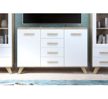 Большой комод  Вега Скандинавия "Комодино" (глянец, белый + дуб каньон)