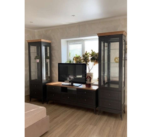 Шкаф-витрина для посуды Римини MUR-118-11/1(1) одностворчатый (RAL 7022)