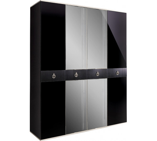 Четырехстворчатый шкаф для одежды с зеркалом Rimini Solo РМШ1/4 (s) (черный) Четырехстворчатый шкаф для одежды с зеркалом Rimini Solo РМШ1/4 (s) (черный)