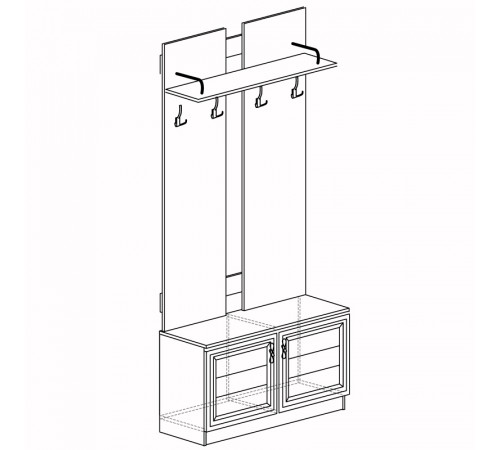 Вешалка с тумбой для прихожей Лира 58 светлая Вешалка с тумбой для прихожей Лира 58 светлая